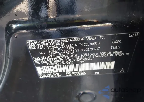 2015 Toyota Rav4 Xle from USA, damaged, VIN 2T3RFREV1FW270616